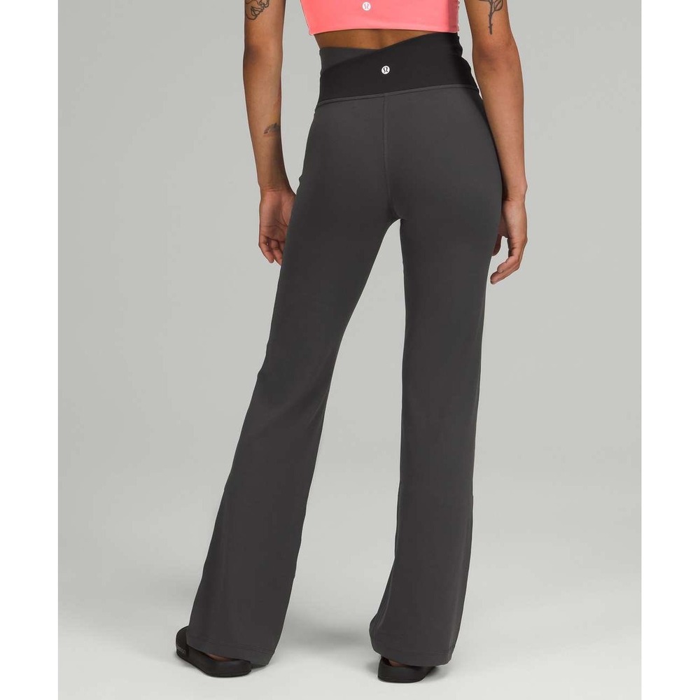 Lululemon Groove Super High-Rise Flared Pant Crossover Waist Grey Black Sz 10